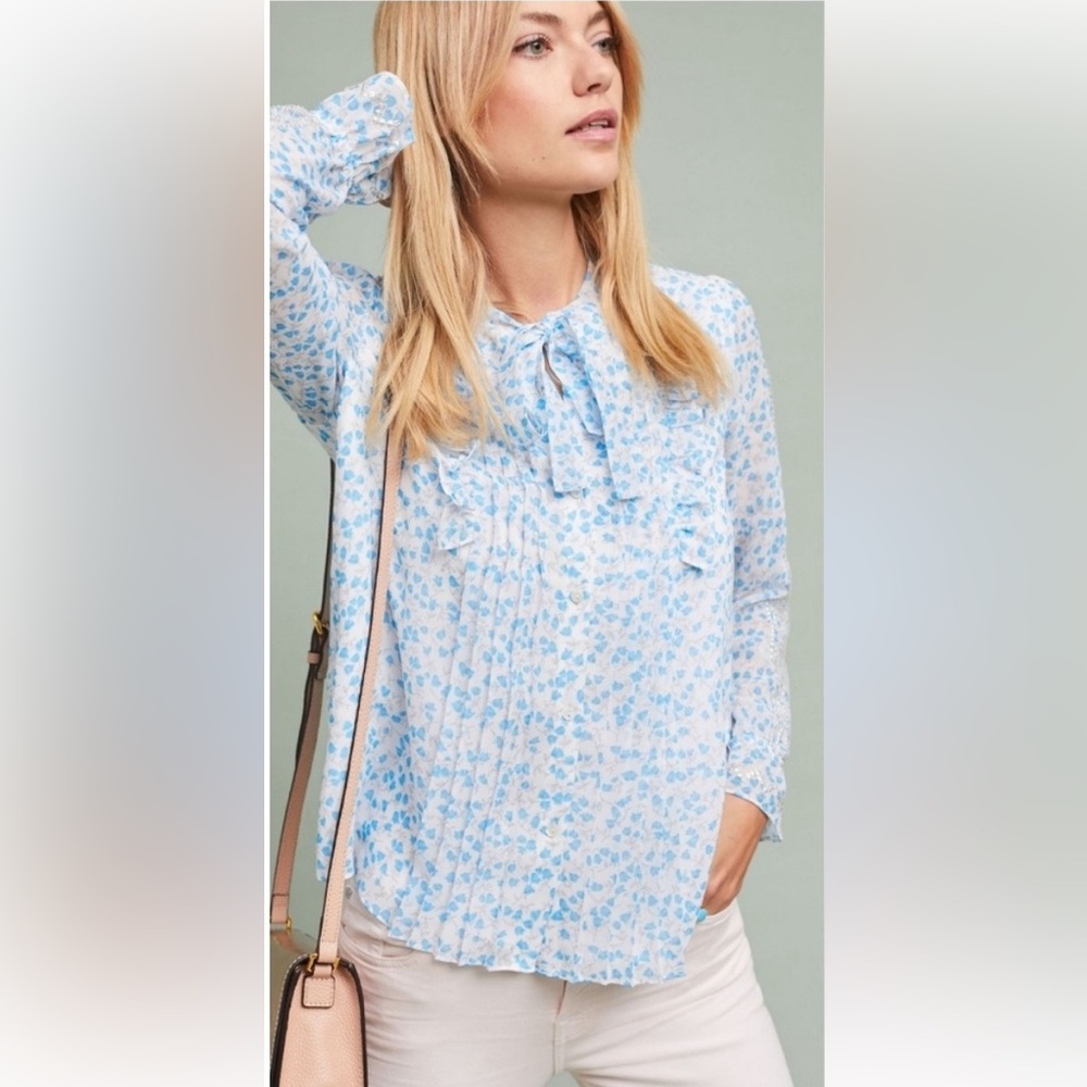 Anthropologie Ranna Gill Eden Tie-Sleeve Blouse